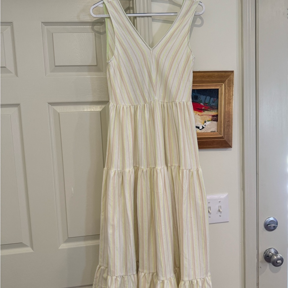 Anthropologie Striped Backless Midi Tiered Dress XS